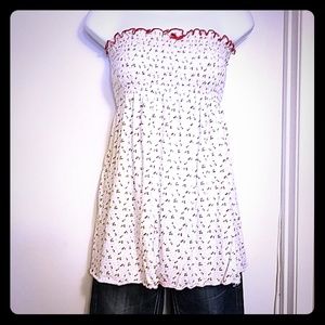 Cherry print tube top size s